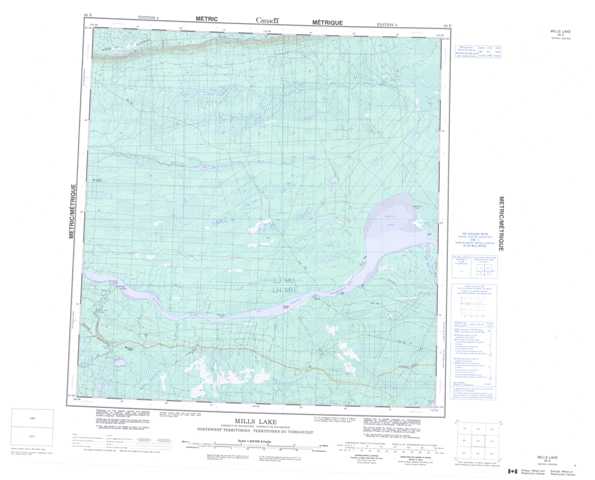 Printable Mills Lake Topographic Map 085E at 1:250,000 scale