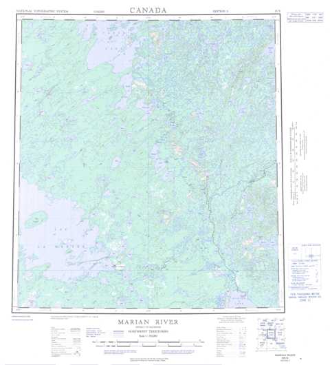 Printable Marian River Topographic Map 085N at 1:250,000 scale