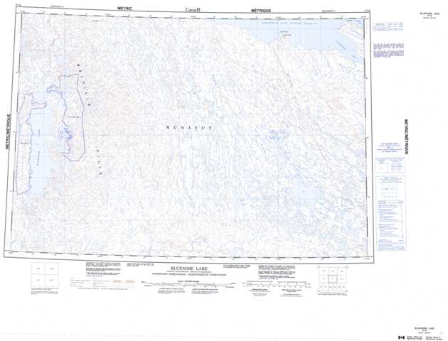 Printable Bluenose Lake Topographic Map 087B at 1:250,000 scale