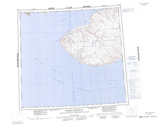 Printable Dundas Peninsula Topographic Map 088E at 1:250,000 scale