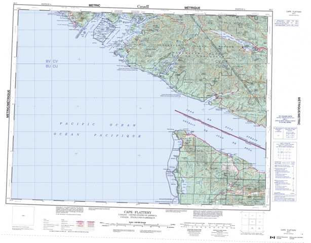 Cape Flattery Topographic Map that you can print: NTS 092C at 1:250,000 Scale