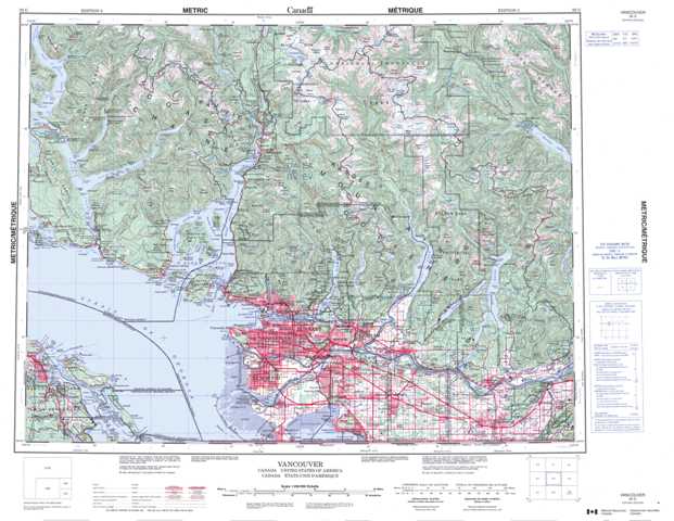 Printable Vancouver Topographic Map 092G at 1:250,000 scale