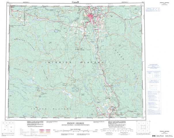 Prince George Topographic Map that you can print: NTS 093G at 1:250,000 Scale