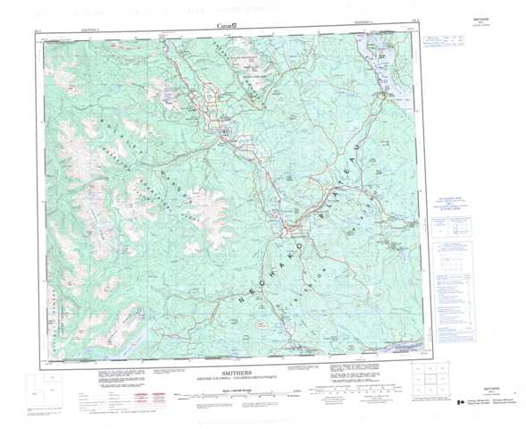 Smithers Topographic Map that you can print: NTS 093L at 1:250,000 Scale