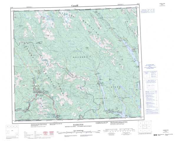 Printable Hazelton Topographic Map 093M at 1:250,000 scale