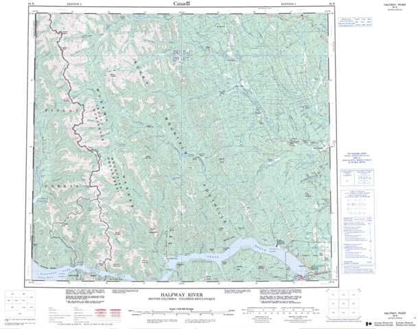 Halfway River Topographic Map that you can print: NTS 094B at 1:250,000 Scale