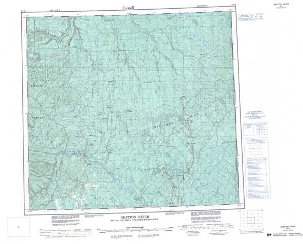 Printable Beatton River Topographic Map 094H at 1:250,000 scale