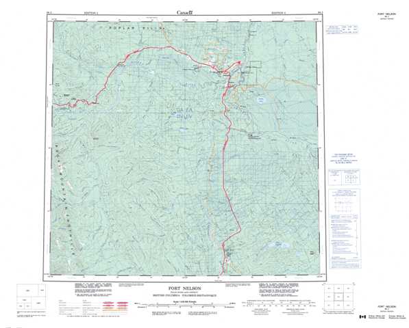 Fort Nelson Topographic Map that you can print: NTS 094J at 1:250,000 Scale