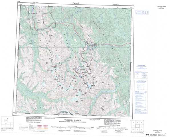 Printable Tuchodi Lakes Topographic Map 094K at 1:250,000 scale