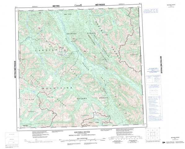 Printable Kechika River Topographic Map 094L at 1:250,000 scale