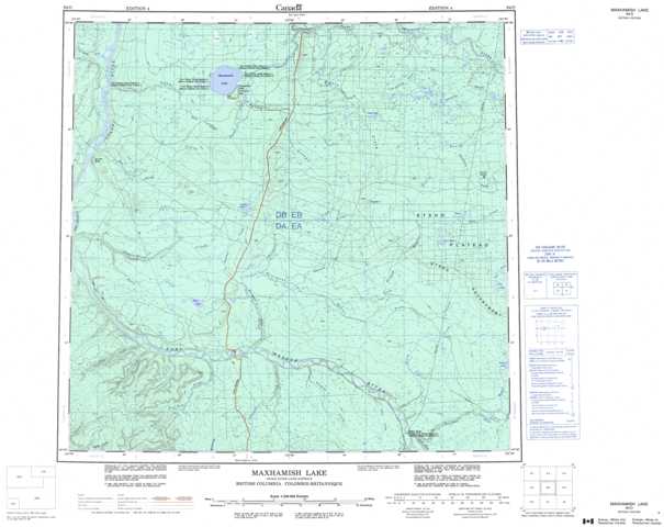 Printable Maxhamish Lake Topographic Map 094O at 1:250,000 scale