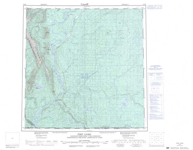Printable Fort Liard Topographic Map 095B at 1:250,000 scale