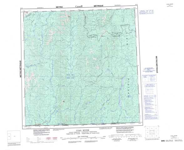 Printable Coal River Topographic Map 095D at 1:250,000 scale