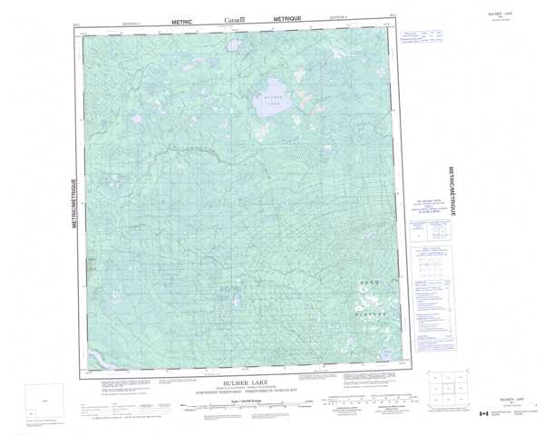 Printable Bulmer Lake Topographic Map 095I at 1:250,000 scale