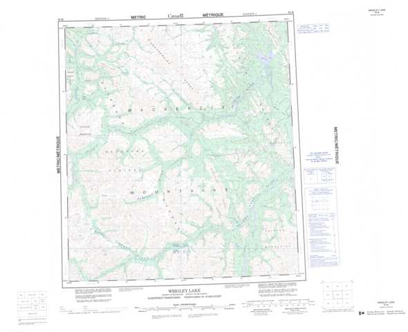 Printable Wrigley Lake Topographic Map 095M at 1:250,000 scale