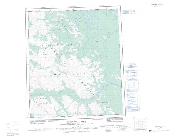 Printable Carcajou Canyon Topographic Map 096D at 1:250,000 scale