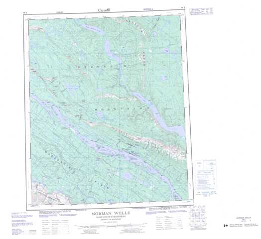 Printable Norman Wells Topographic Map 096E at 1:250,000 scale