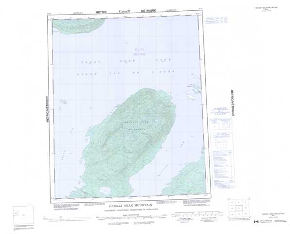 Printable Grizzly Bear Mountain Topographic Map 096H at 1:250,000 scale