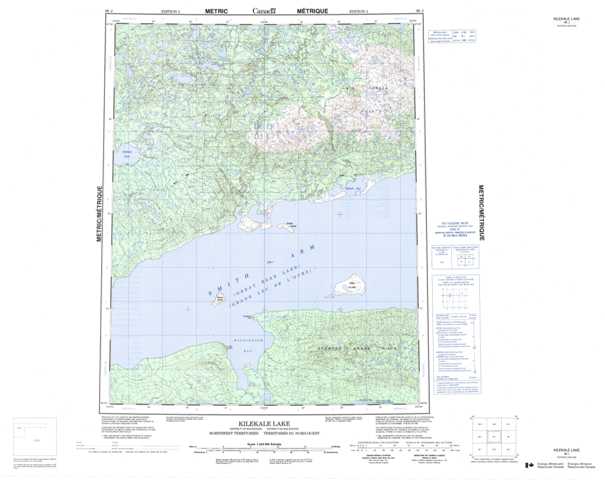 Printable Kilekale Lake Topographic Map 096J at 1:250,000 scale