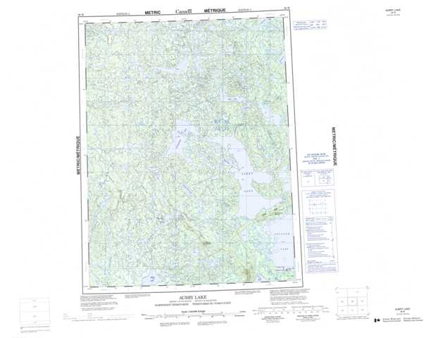 Printable Aubry Lake Topographic Map 096M at 1:250,000 scale