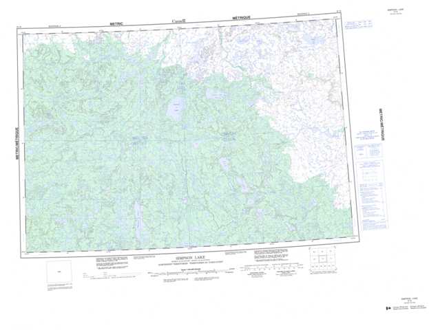 Printable Simpson Lake Topographic Map 097B at 1:250,000 scale