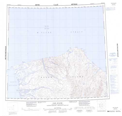 Printable Cape M'Clure Topographic Map 098E at 1:250,000 scale
