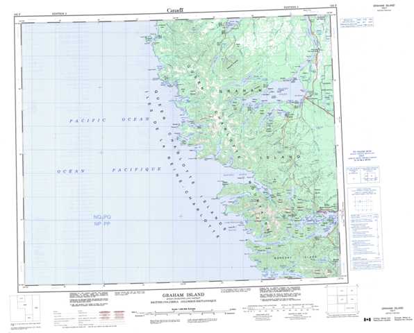 Printable Graham Island Topographic Map 103F at 1:250,000 scale