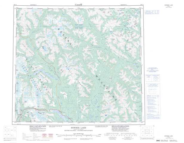 Printable Bowser Lake Topographic Map 104A at 1:250,000 scale