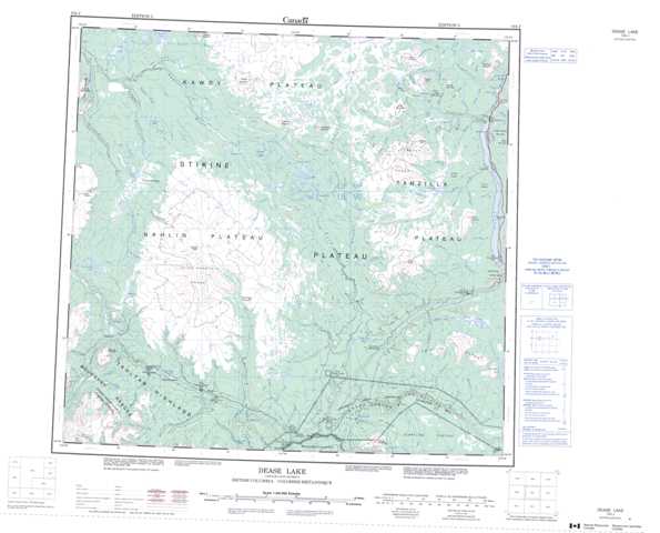 Dease Lake Topographic Map that you can print: NTS 104J at 1:250,000 Scale