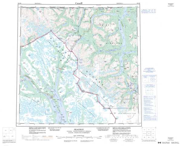 Skagway Topographic Map that you can print: NTS 104M at 1:250,000 Scale