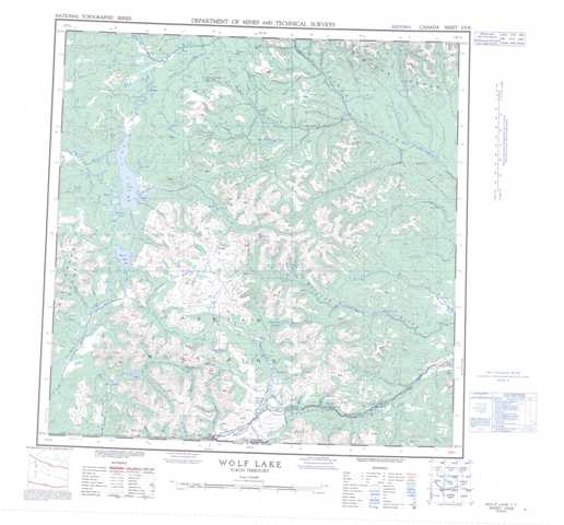 Printable Wolf Lake Topographic Map 105B at 1:250,000 scale
