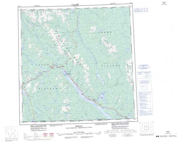 Teslin Topographic Map that you can print: NTS 105C at 1:250,000 Scale