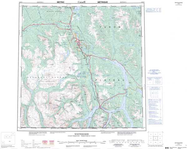Printable Whitehorse Topographic Map 105D at 1:250,000 scale