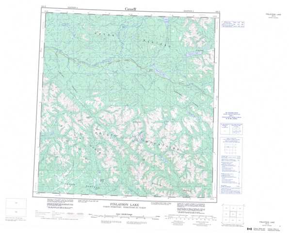 Printable Finlayson Lake Topographic Map 105G at 1:250,000 scale