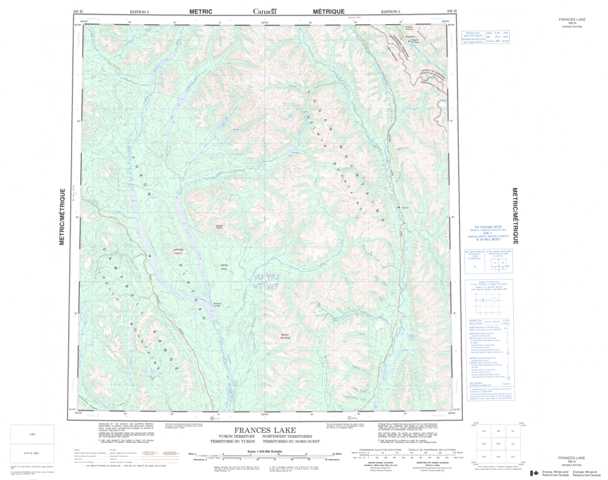 Printable Frances Lake Topographic Map 105H at 1:250,000 scale