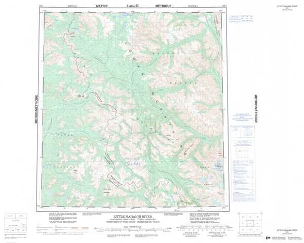 Printable Little Nahanni River Topographic Map 105I at 1:250,000 scale