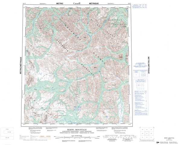 Sekwi Mountain Topographic Map that you can print: NTS 105P at 1:250,000 Scale