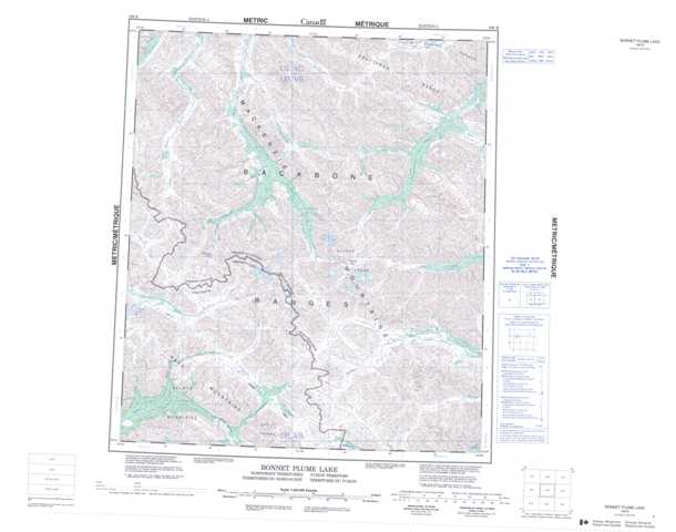 Printable Bonnet Plume Lake Topographic Map 106B at 1:250,000 scale