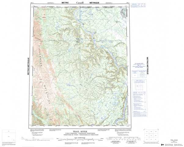Printable Trail River Topographic Map 106L at 1:250,000 scale