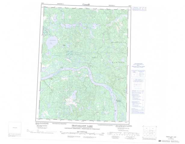 Printable Travaillant Lake Topographic Map 106O at 1:250,000 scale