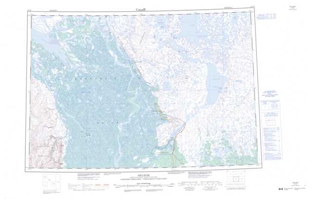 Printable Aklavik Topographic Map 107B at 1:250,000 scale