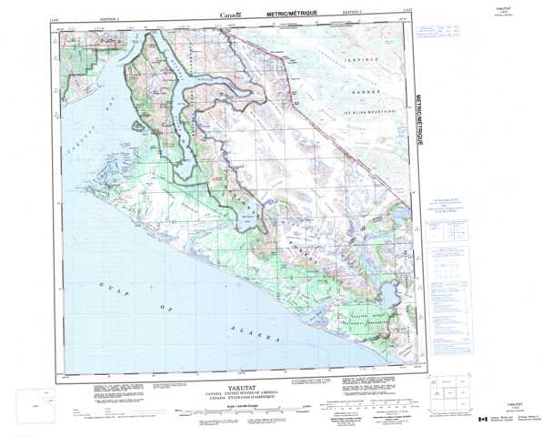 Yakutat Topographic Map that you can print: NTS 114O at 1:250,000 Scale