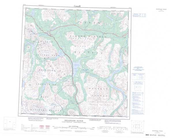Printable Dezadeash Range Topographic Map 115A at 1:250,000 scale