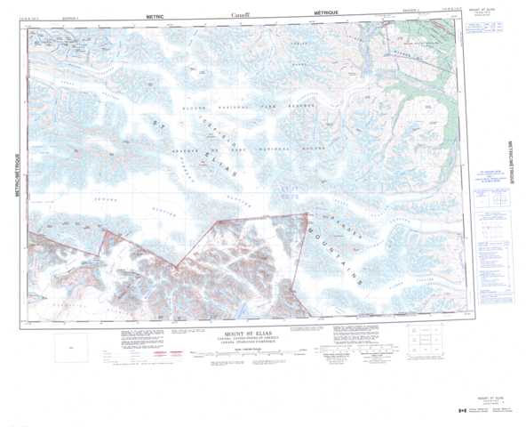 Mount St Elias Topographic Map that you can print: NTS 115B at 1:250,000 Scale