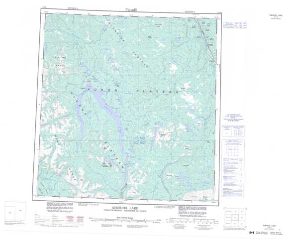 Printable Aishihik Lake Topographic Map 115H at 1:250,000 scale