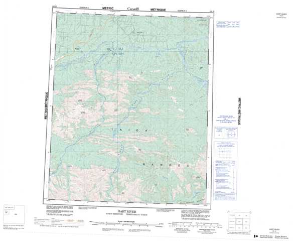 Printable Hart River Topographic Map 116H at 1:250,000 scale
