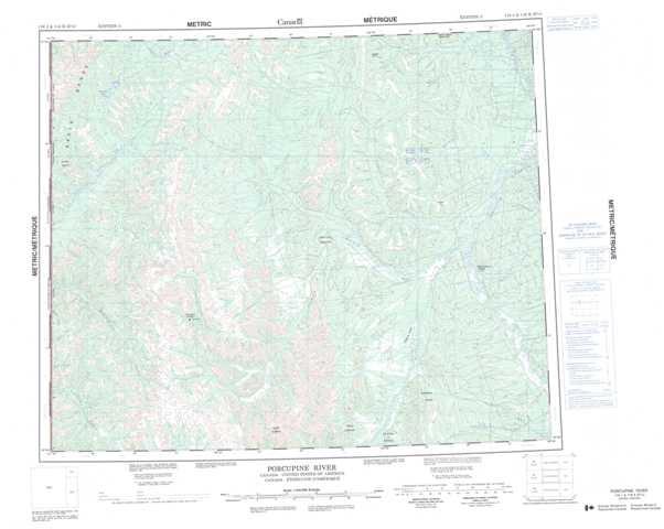 Printable Porcupine River Topographic Map 116J at 1:250,000 scale