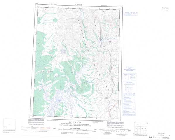 Printable Bell River Topographic Map 116P at 1:250,000 scale