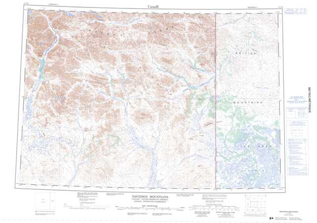 Davidson Mountains Topographic Map that you can print: NTS 117B at 1:250,000 Scale