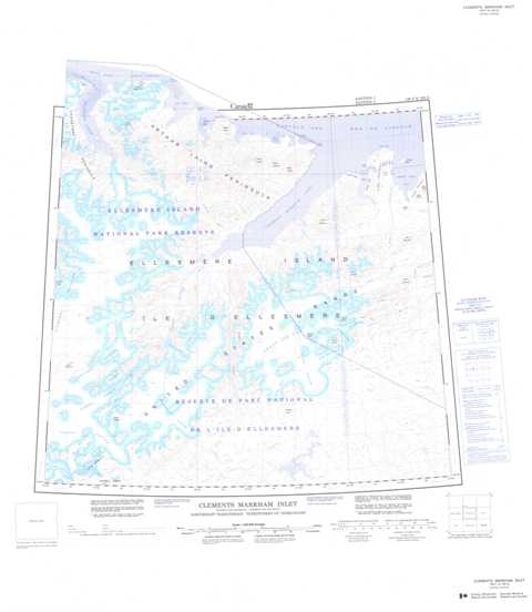 Printable Clements Markham Inlet Topographic Map 120F at 1:250,000 scale